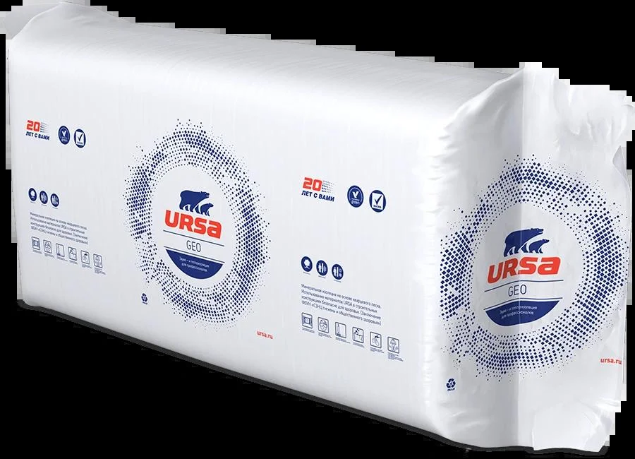 Утеплитель URSA GEO П-15 100мм в упаковке 12 плит 610*1200 в упак 0,8784 м3 – 8,784 кв.м, 20 упак на поддоне