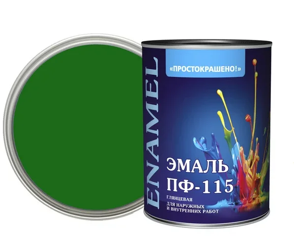 Эмаль ПФ-115 ярко-зелёная 1,8кг Простокрашено БАУ