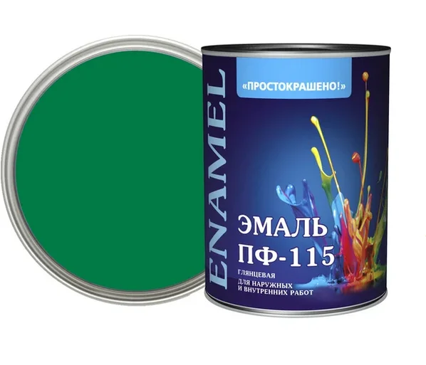 Эмаль ПФ-115 зеленая 1,8кг Простокрашено БАУ
