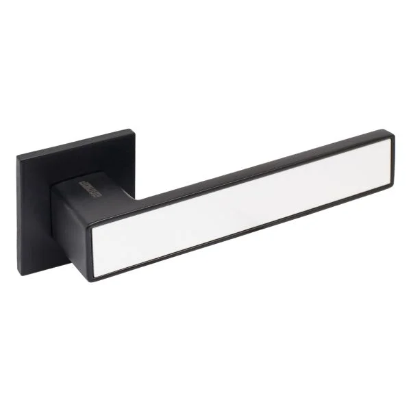 Ручка дверная АЛЛЮР квадратная АРТ "ЛАНА" BL/W (861511) матовый черный/белый ЗАЩИТ.ПЛЕНКА