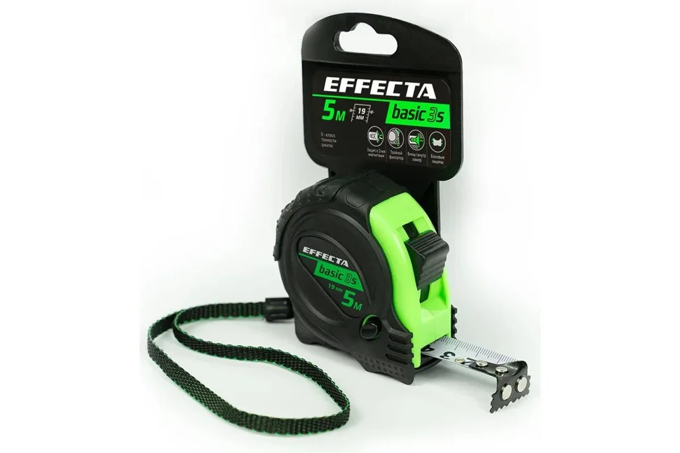 Рулетка 5м*19мм EFFECTA Basic 3S с магнитом, 3 стопа
