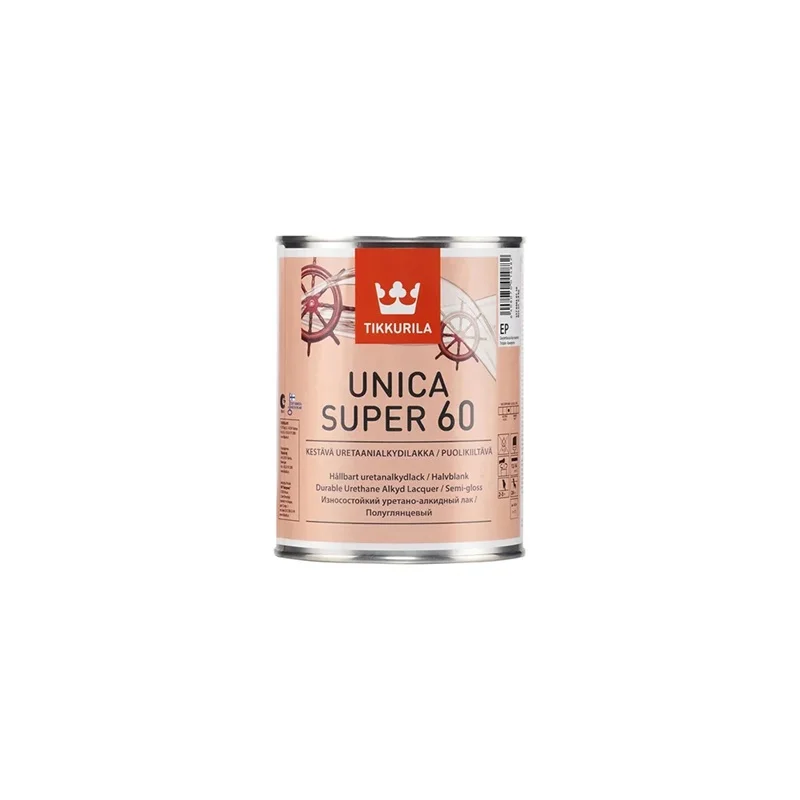 Лак паркетный полуглянцевый TIKKIVALA (Tikkurila) Unica Super 60 EP универсальный 0,9л