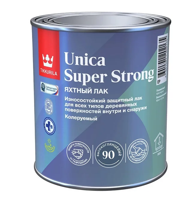 Лак паркетный высокоглянцевый TIKKIVALA (Tikkurila) Unica Super 90 EP универсальный 0,9л