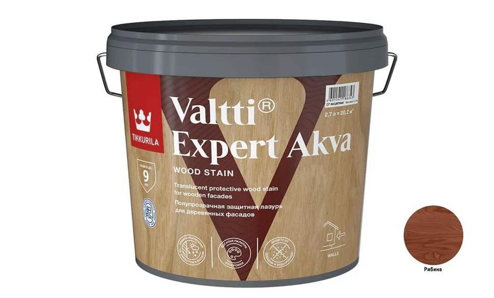 Антисептик лессирующий Tikkivala VALTTI EXPERT AKVA 2,7л рябина