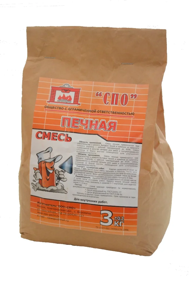 Смесь печная БОРОВИЧИ СПО для печей и каминов 3 кг (до +850°С)