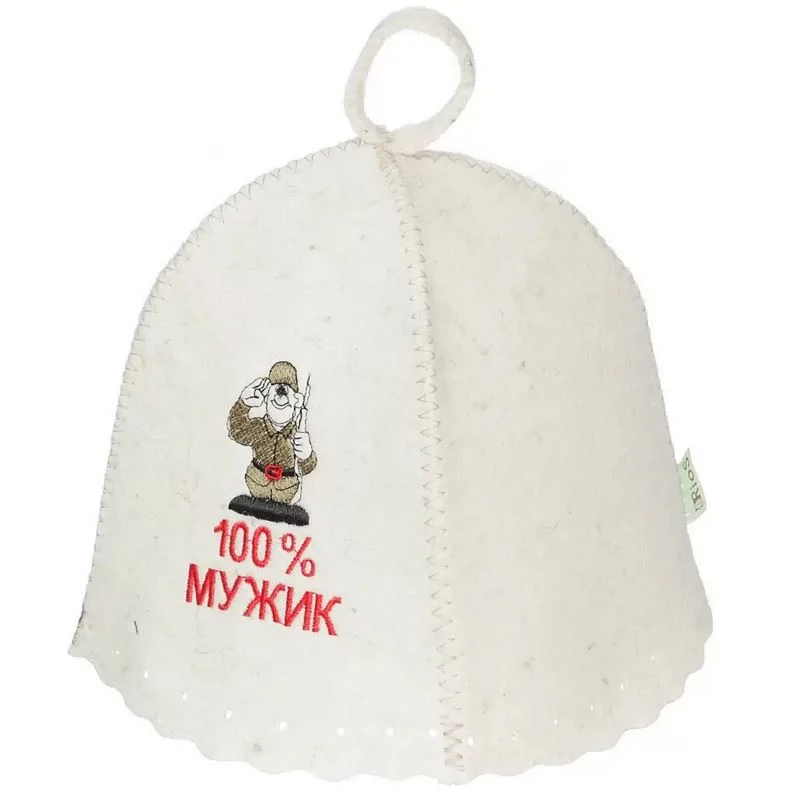 Шапка для бани "100% МУЖИК" TM ”Бацькина баня"