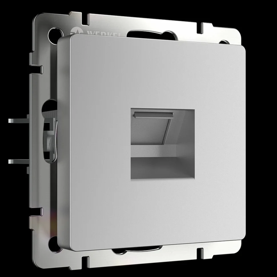 Розетка компьютерная 1-местная СП Werkel Ethernet, серебряная (RJ-45), WL06-RJ-45, W1181006*