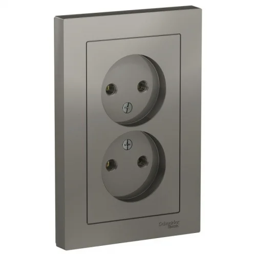 Розетка 2-местная СП AtlasDesign 16А без заземления, сталь Schneider Electric ATN000920