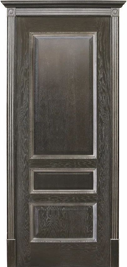 Дверь PORTE VISTA Вена глухая черная патина серебро тон 21 70, шпон