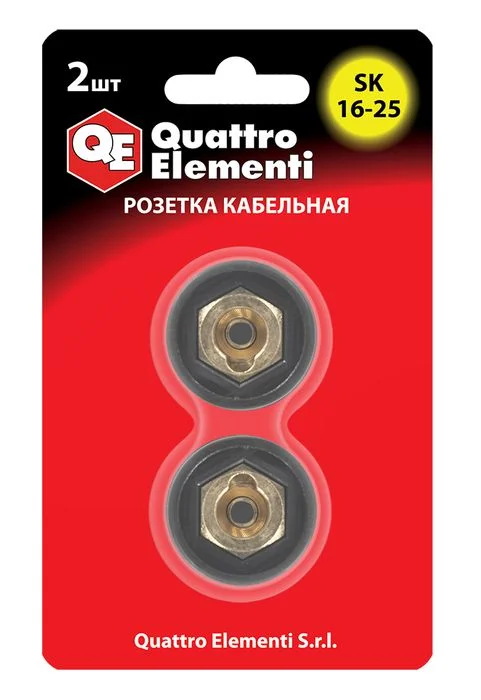 Кабельный разъем (розетка кабельная) сварочного аппарата QUATTRO ELEMENTI SК 16-25 ( до 200 А/45В) 2 шт в блистере