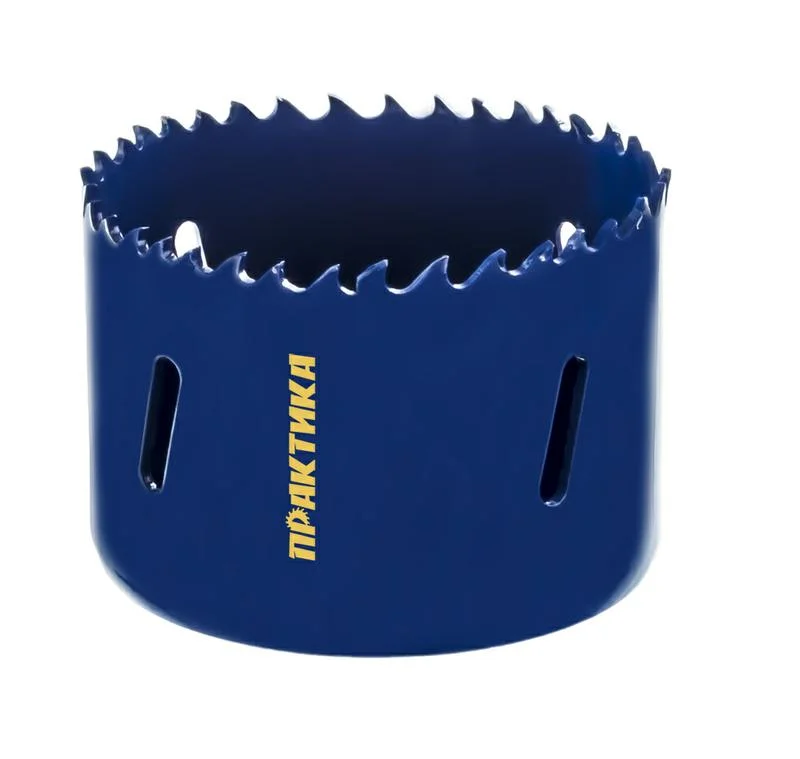 Коронка биметаллическая D=64 мм (2 1/2"), клипса, ПРАКТИКА