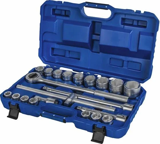 Набор головок торцевых КОБАЛЬТ с трещоткой 3/4", 21 ПРЕДМЕТ, CR-V, кейс