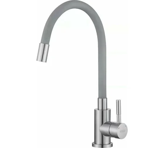 Смеситель ESKO Snake K44 G для кухни, гибкий излив, нержавеющая сталь, цвет серый