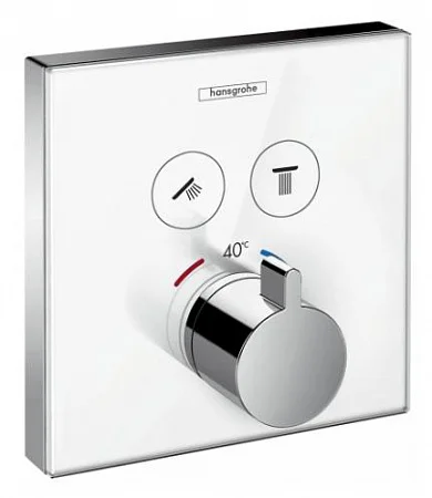 Часть наружная термостата HANSGROHE Select с запорным и переключающим вентилем, хром/белый