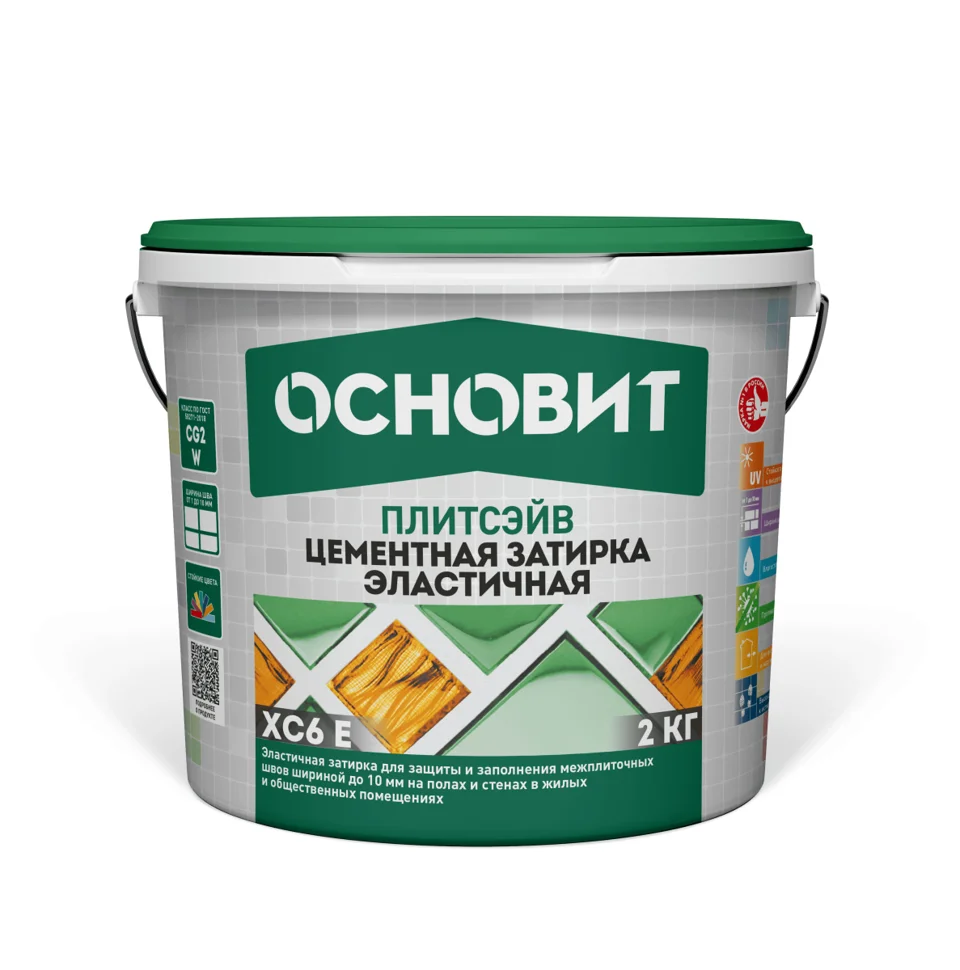 Затирка цементная ОСНОВИТ Плитсэйв XC6 E эластичная цвет 054 нефритовый 2 кг