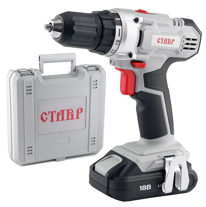 Дрель-шуруповерт аккумуляторная Ставр ДА-18/2ЛК, 18 Вольт, 1,5Ач, Li-Ion, 33Нм, 2акк