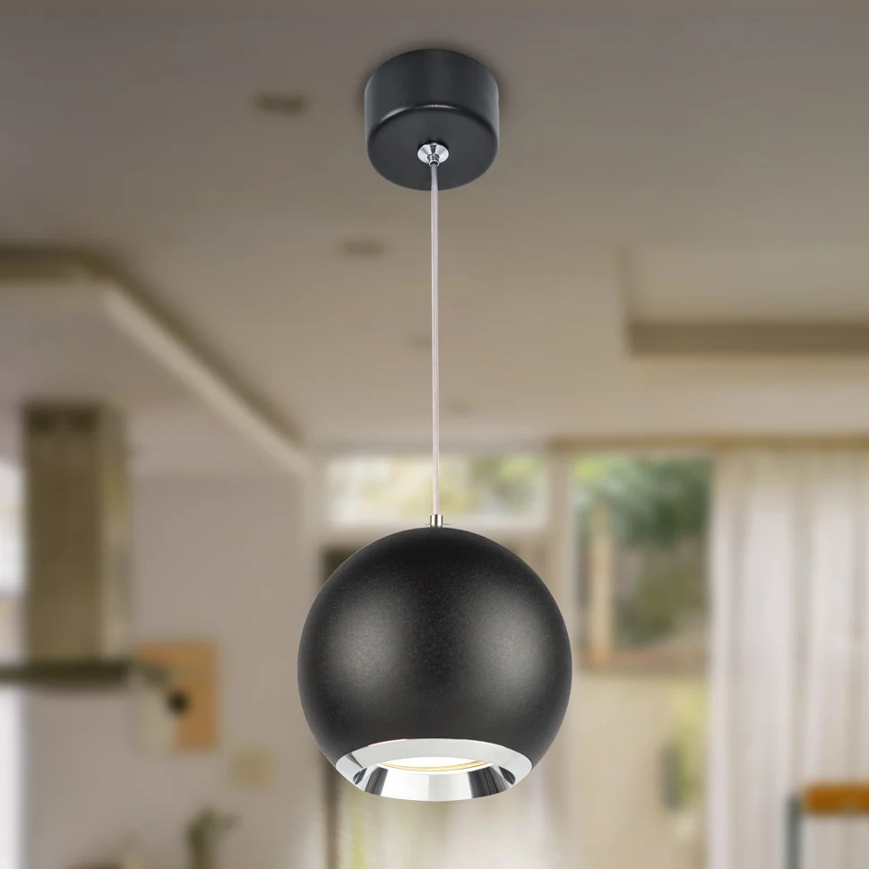 Подвес ЭРА PL 32 BK/CH MR16 GU10, черный хром, потолочный, круг