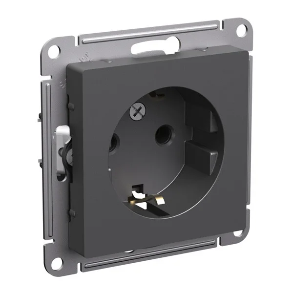 Механизм розетки 1-м СП AtlasDesign 16А IP20 с заземлением базальт ATN001443 Schneider Electric