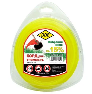 Леска в блистере 4,0мм 30м, круг, желтый,"Classic line", DDE