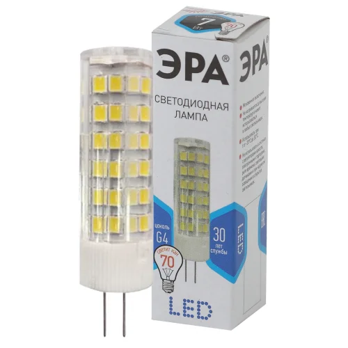 Лампа светодиодная 7W G4 220V 4000K 560Лм (белый) ЭРА JC-7w-220V-corn ceramics-840-G4