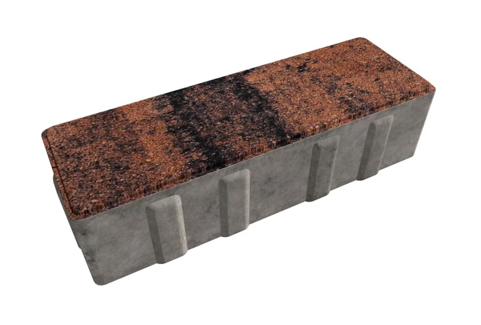 Плитка тротуарная Ригель Клинкер 240*80*60 мм Color mix, верхний прокрас, белый цемент, микрофаска СИЯН