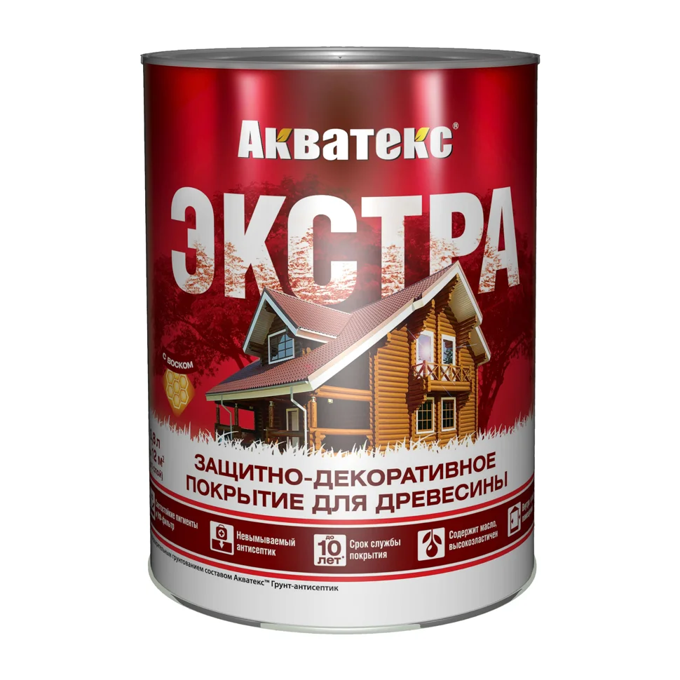 Основа алкидная Акватекс ЭКСТРА 0,8л (калужница) двойная УФ-защита, воск, масло, нанесение на олифу