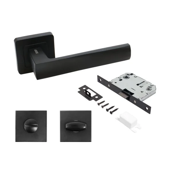 Комплект ручка и защ с фикс АЛЛЮР АРТ "КОЛОМБО" BL+L7050S BL+BK-S1 BL (23150/S7050) матовый черный