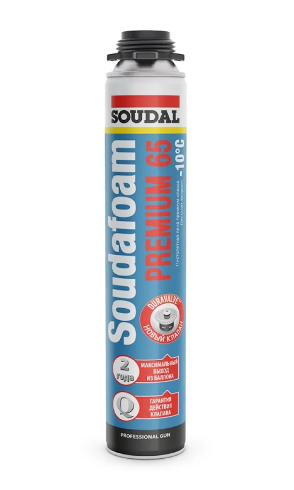 Пена монтажная профессиональная СОУДАЛ Soudafoam PREMIUM 65 всесезонная (-10 &#176;С до +25 &#176;С) 820 мл
