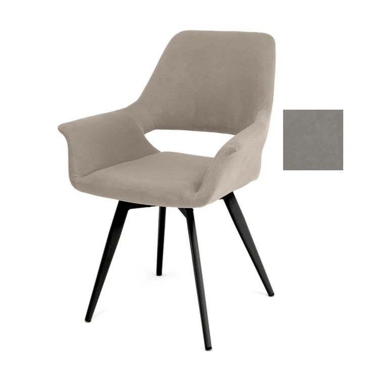 Стул Софи (ткань Т180 светло-серый) + ножки поворотные 360F40 (чёрный)