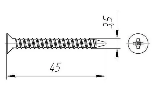 Саморезы пот/г гипс-дерево 3,5x45 оксид (17,52кг/8000шт) коробка/ФАСОВКА