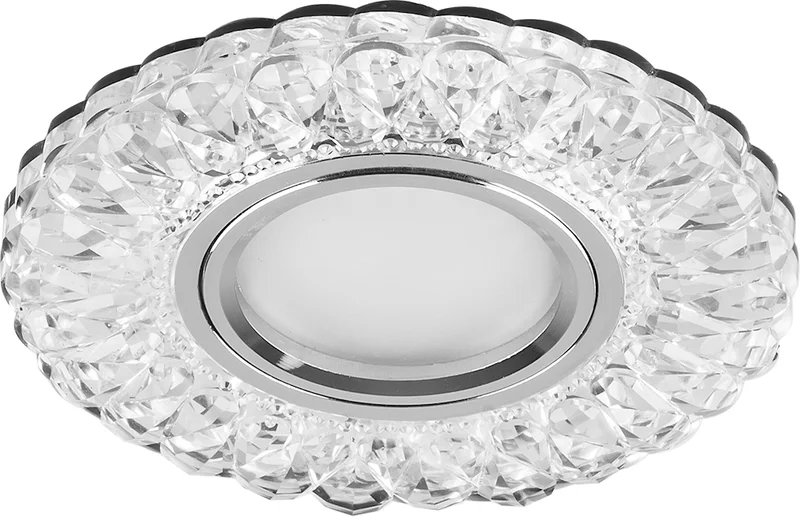 Светильник точечный Feron CD938 со светодиодной подсветкой 15LED*2835 SMD 4000K, MR16 12V 50W G5.3, прозрачный, хром