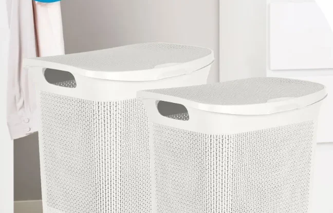 Корзина для белья Keeplex Ajur с откидной крышкой 35л 43х34х45см белое облако