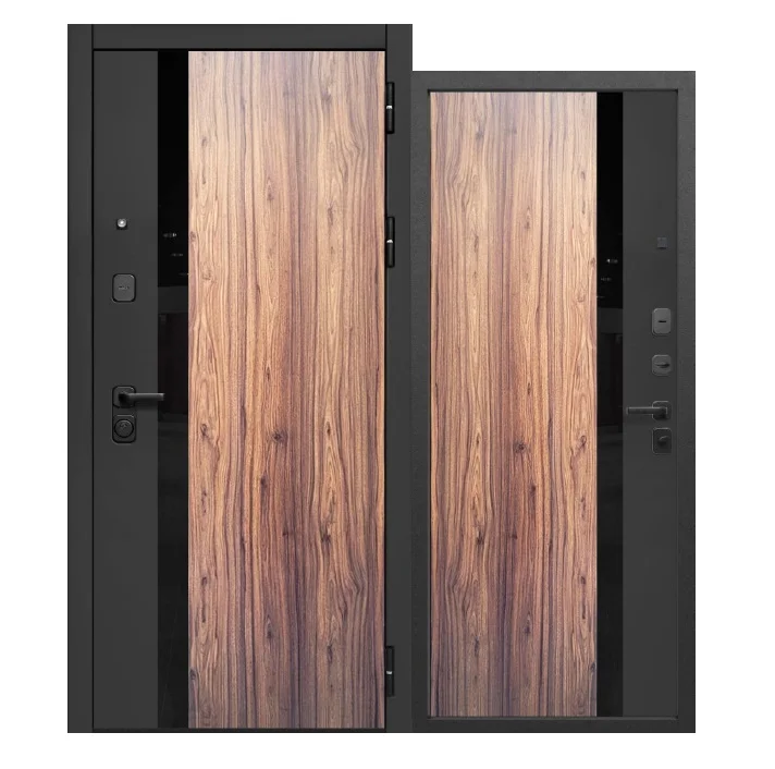 Дверь мет. LUXOR 2МДФ 960х2050 "Л" Орех каньон коньяк сатин черный