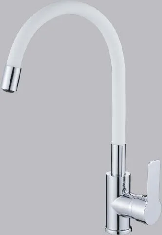 Смеситель HAIBA HB70112-8 комбинированный, силиконовый с гибким изливом, белый