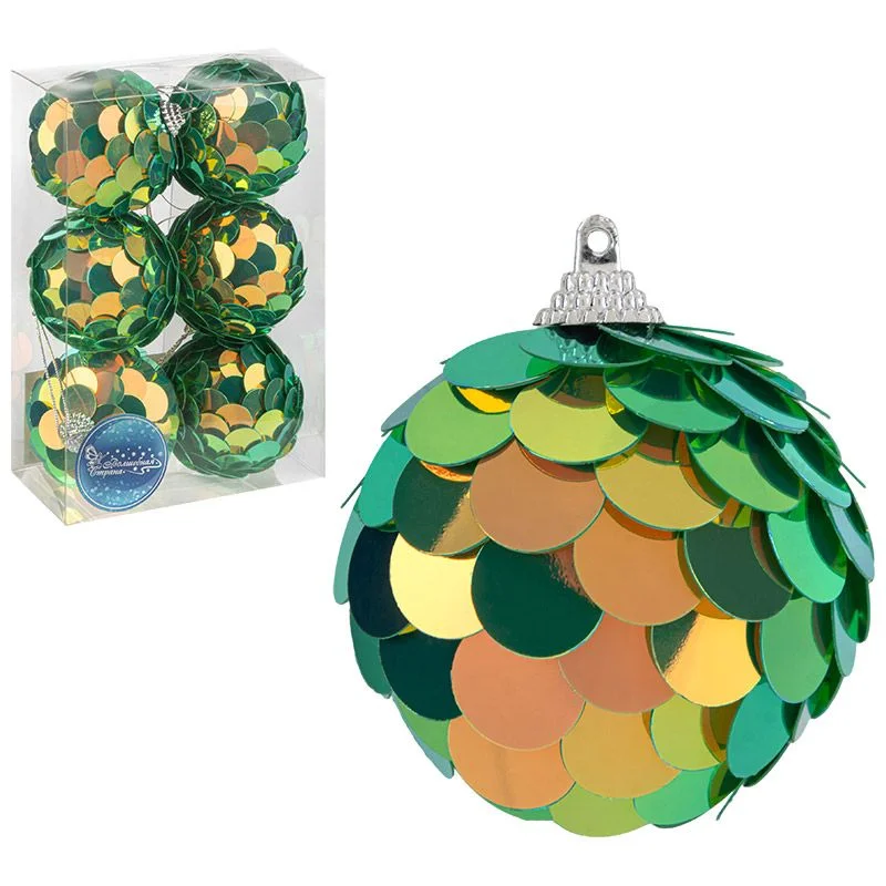 Набор шаров с пайетками "Русалка", 6 шт, 6 см