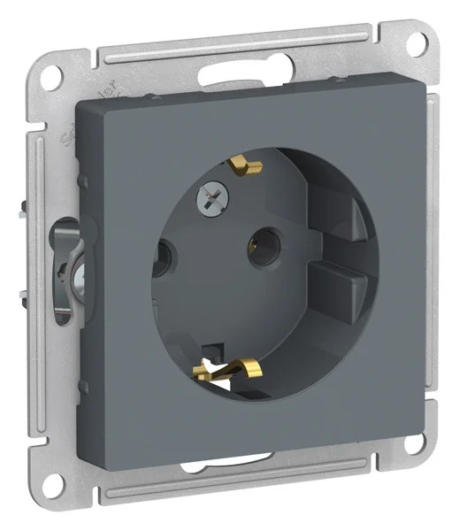 Механизм розетки 1-м СП AtlasDesign 16А IP20 с заземл. грифель Schneider Electric ATN000743