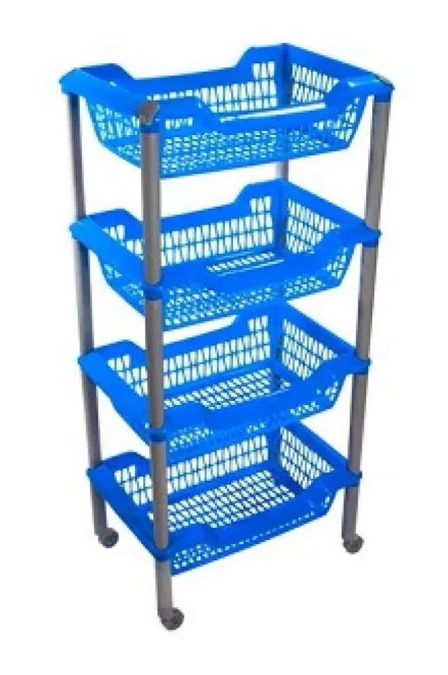 Этажерка универсальная 4-х секционная на колесах Джета C736 цвет в ассортим. (оранж, салат, сл.кость)