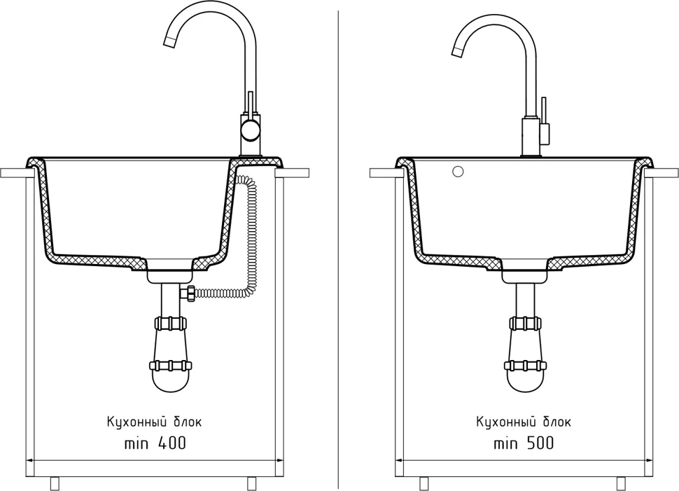 Мойка кварцевая ЭкоМ 4848 1-чаша 480*480мм цвет черный, арт.4848 черный