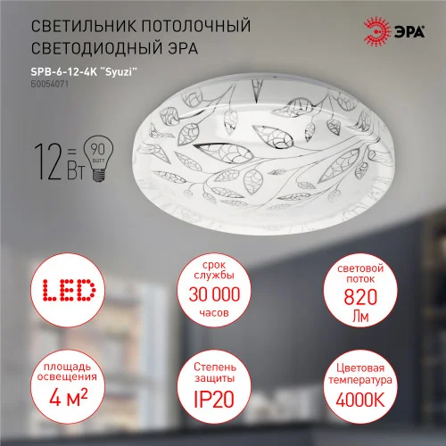 Светильник светодиодный ЭРА 12Вт 4000K Syuzi SPB-6-12-4K