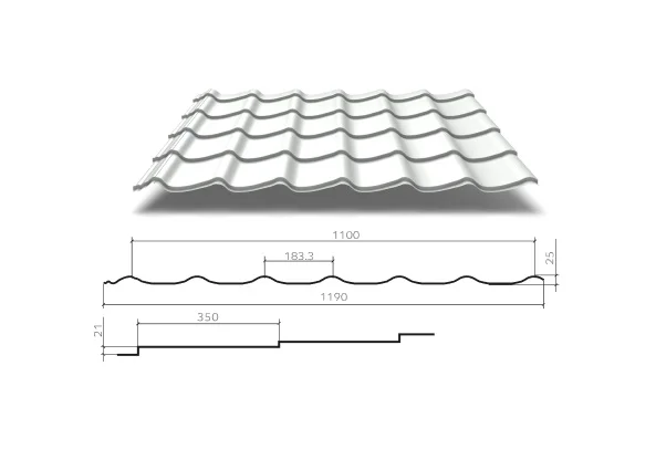 М\черепица Ламонтерра Х, Valori **, 0.5 мм МеталлПрофиль, 1.19*м2