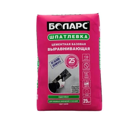Шпаклевка цементная БОЛАРС ВЫРАВНИВАЮЩАЯ белая 25 кг