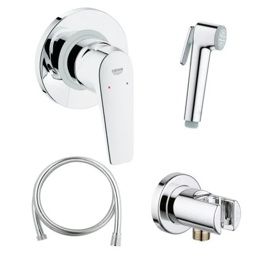 Набор гигиенический GROHE BAU FLOW (смеситель, шланг, держатель, лейка) (хром)