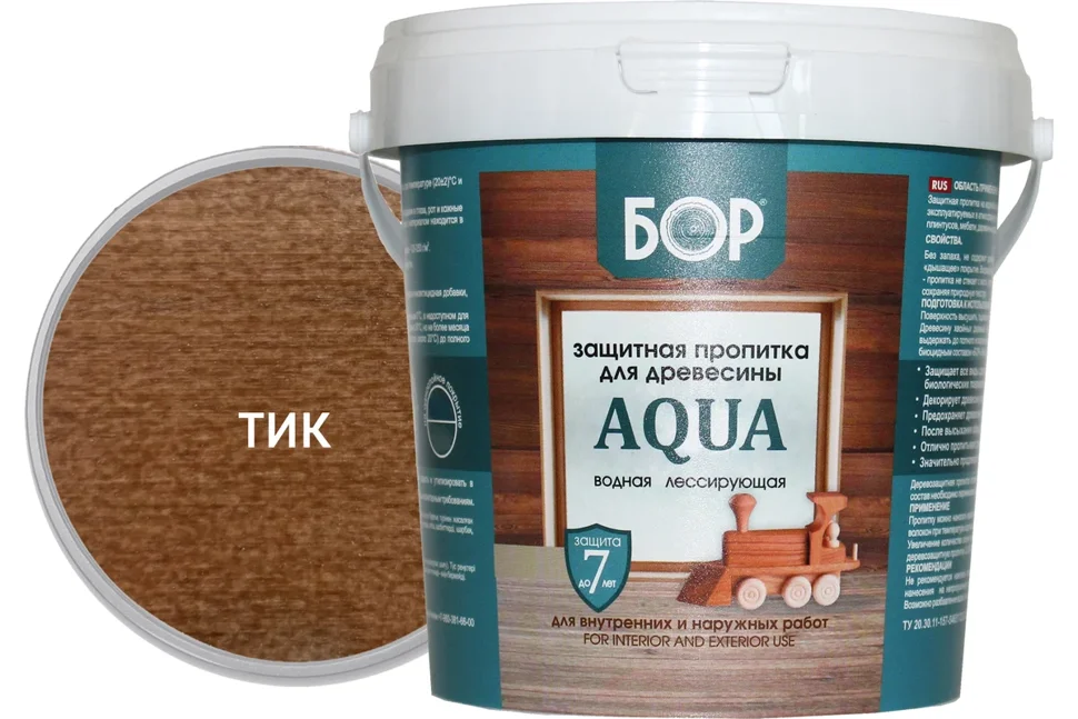 Пропитка защитная БОР AQUA для наружных и внутренних работ ТИК 0,9кг