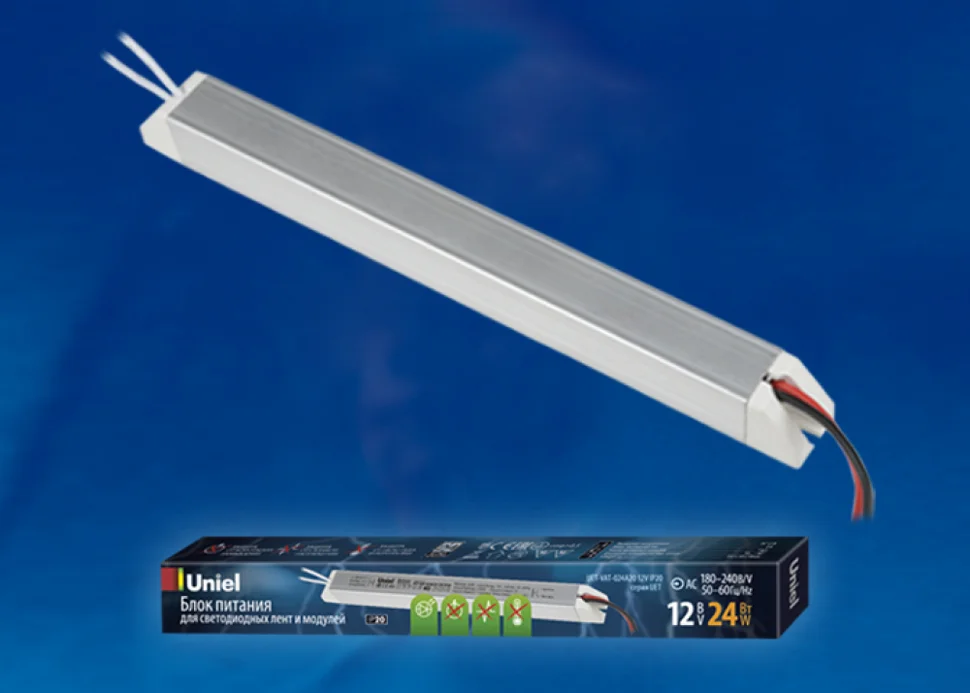Блок питания 24 Вт, 12В, IP20, Uniel UET-VAT-024A20