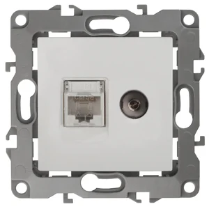 Розетка информационная+TV (RJ45+TV), Эра12, IP20, белый, арт.12-3110-01
