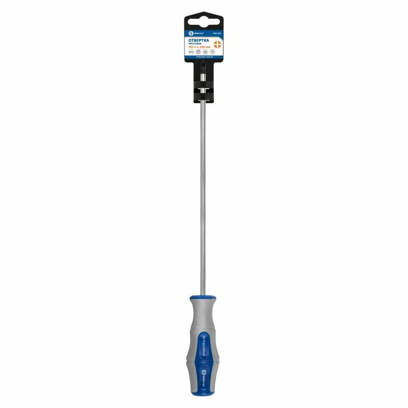 Отвертка Ultra Grip КОБАЛЬТ PH-2 х 250 мм, CR-V, двухкомпонентная рукоятка, подвес