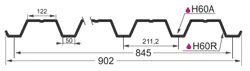 Профнастил Н-60(Тип), 0.8 мм, PE, RAL ** GL, 0.915 * м2