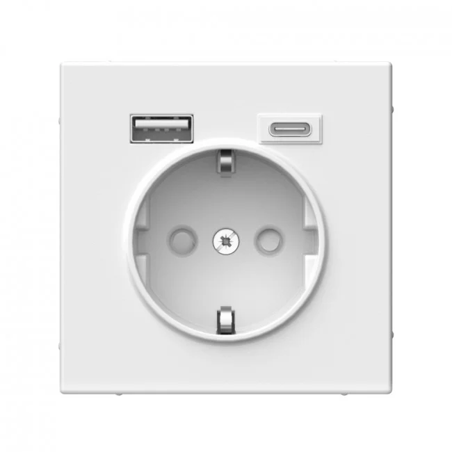 Механизм розетки 3-м СП ArtGallery 16А с 2-мя заряд. устройствами USB A+C 5В/2.4А/3А 2х5В/1.5А белый SE GAL000132