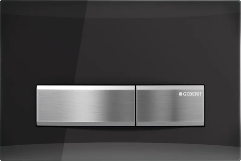Клавиша смывная GEBERIT Sigma 50 NEW, двойной смыв, рамка-зеркальное дымчатое стекло/кнопки-нержавеющая сталь