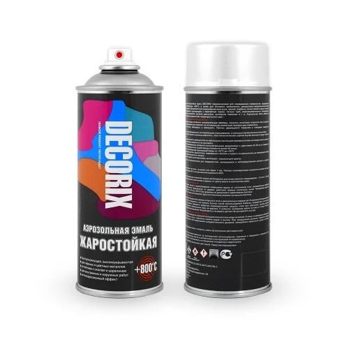 Эмаль аэрозольная акриловая жаростойкая Decorix сигнальная белая (RAL 9003) (+800°С) 520 мл